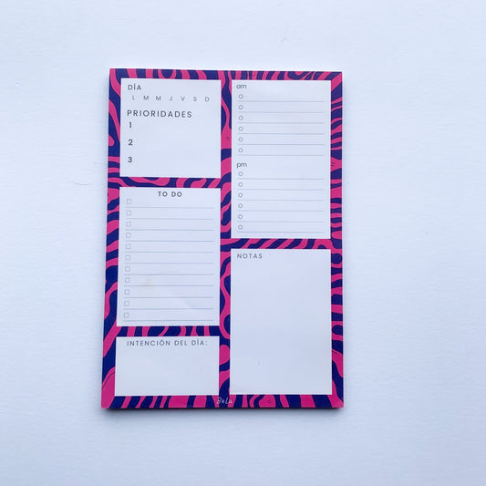 Notepad Diario Zebra fucsia y azul